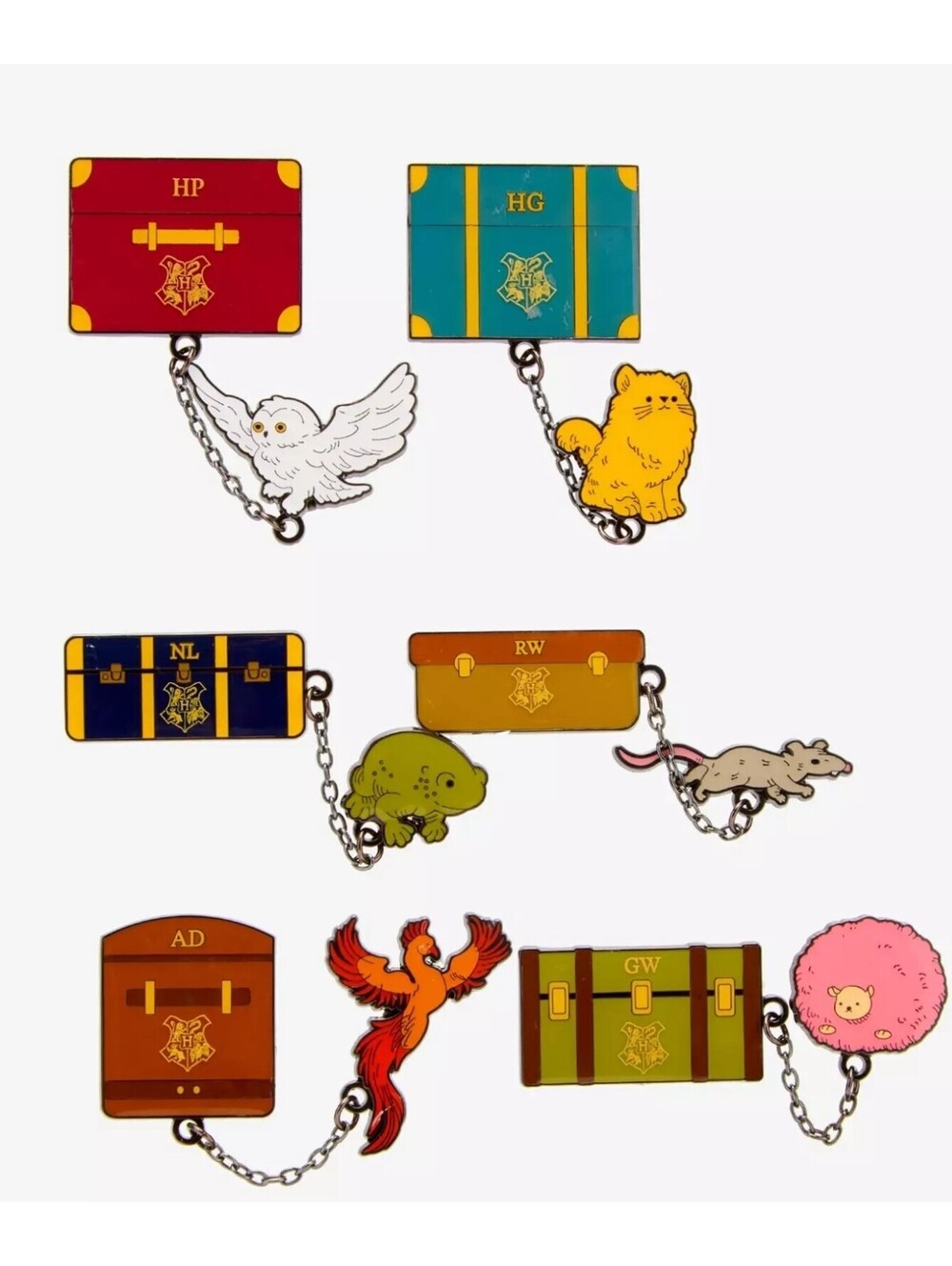 Loungefly Harry Potter Luggage & Pet Dangling Blind Box Enamel Pin Full Set 6